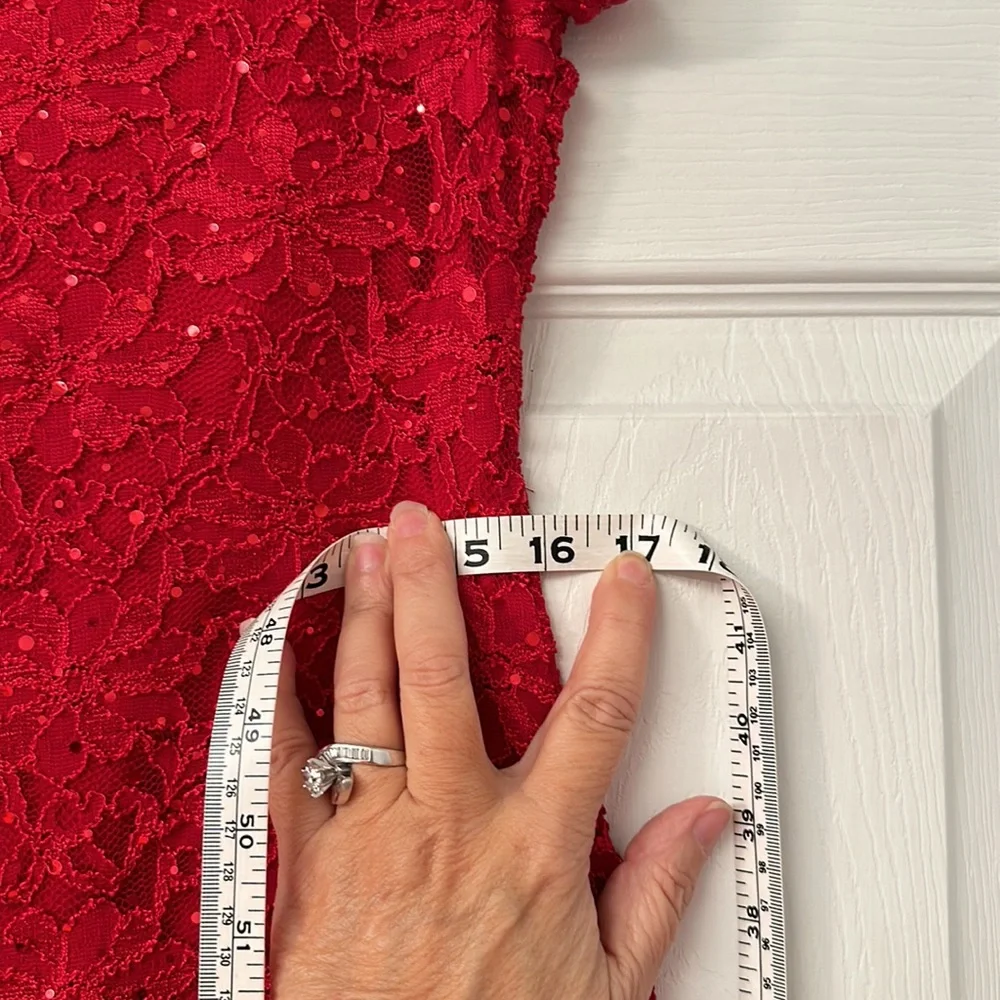 🍒Gorgeous Connect apparel, sequence cherry red dress size 8 “NWT” - Picture 8 of 9